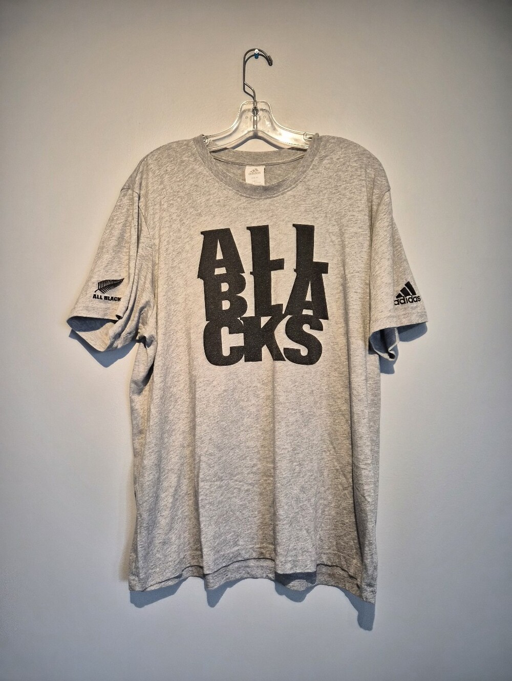 Adidas New Zealand All Blacks Grey Graphic T-Shirt | Size XL